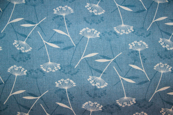 Baumwoll/ Leinenmischung Pusteblume jeansblau (10 cm)